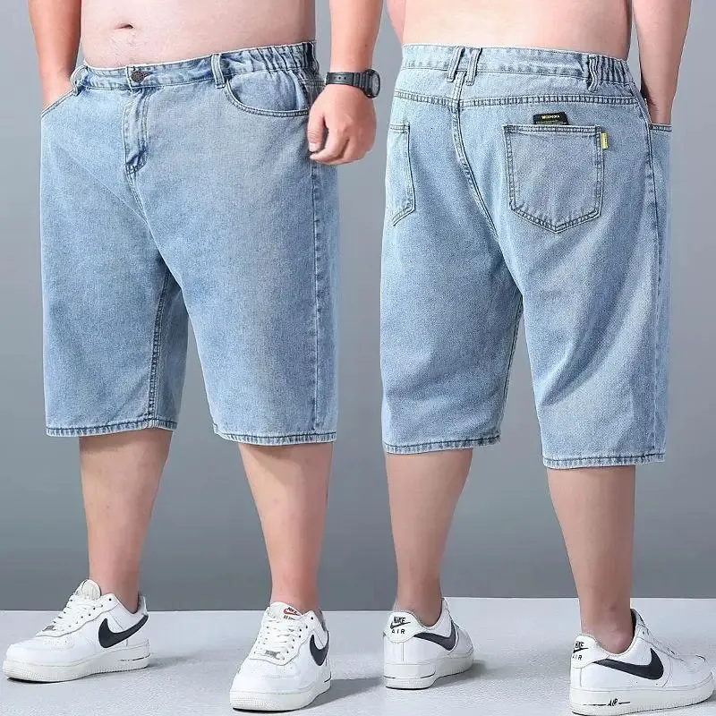Hommes plus taille jeans court pantalon denim short droit coupant l'été 240429