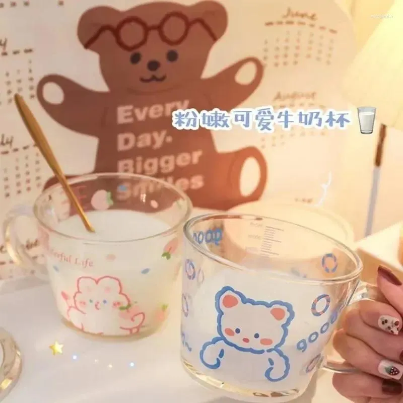 Weingläser Ins Kawaii Bea Milk Tasse Hochwertig Kaffee Cartoon Griff Wasserbecher Home Getränke Geschenkbecher mit markierter Skala