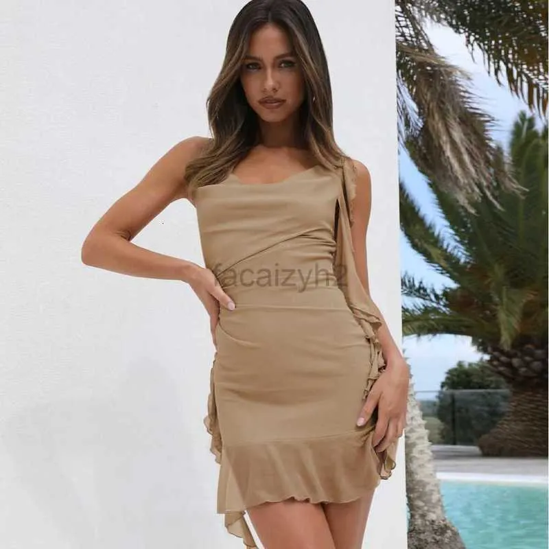 Abiti casual abito designer primavera/estate New High End Women Slip Slip Wrap Abito corto al fianco con abito con cinturino appeso a tappe