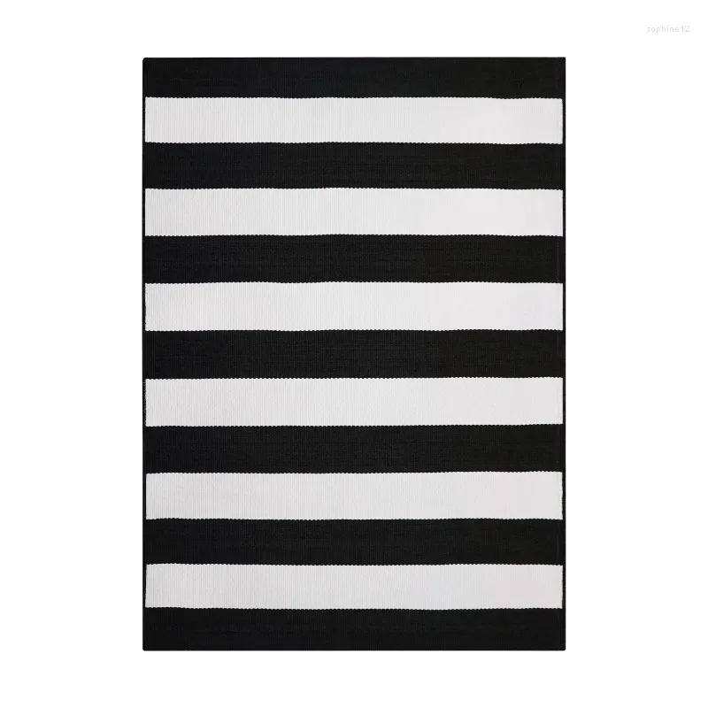 Carpets Better Homes Gardens 7 'x 10' Black and White Striped Outdoor Tapis Decor Decor