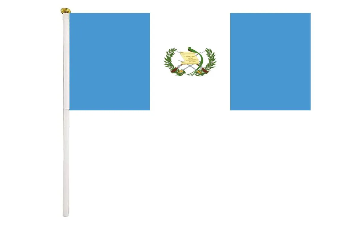 Guatemala Hand Waving Flag 14X21CM Premium Polyester Mini World Country Flag Banner With Plastic Flagpole5252842