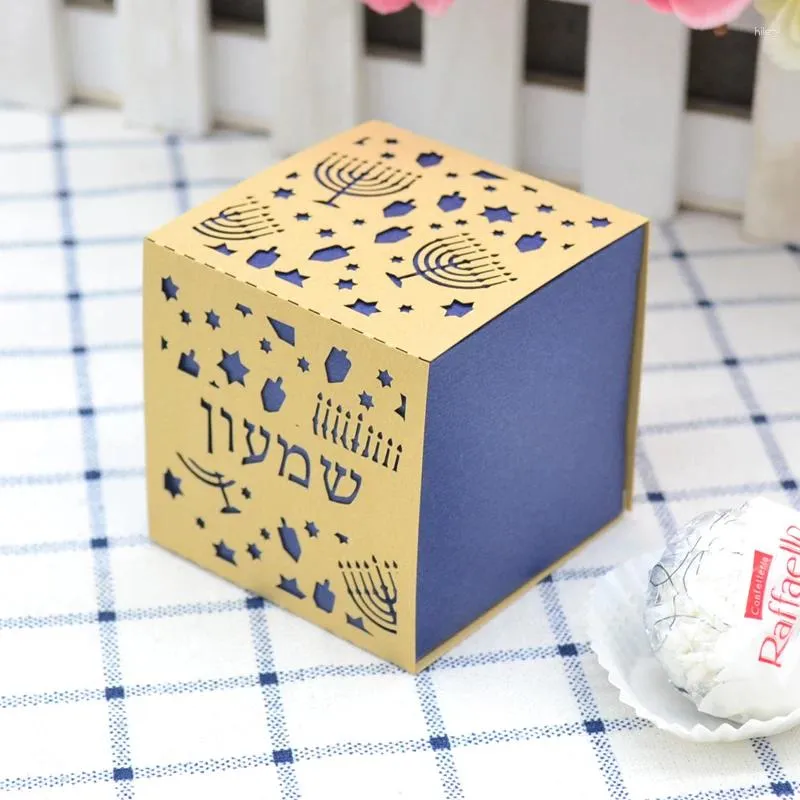 Embrulho de presente hanukkah caixa de favor caixa personalizada oito luzes chocolate para o festival judaico