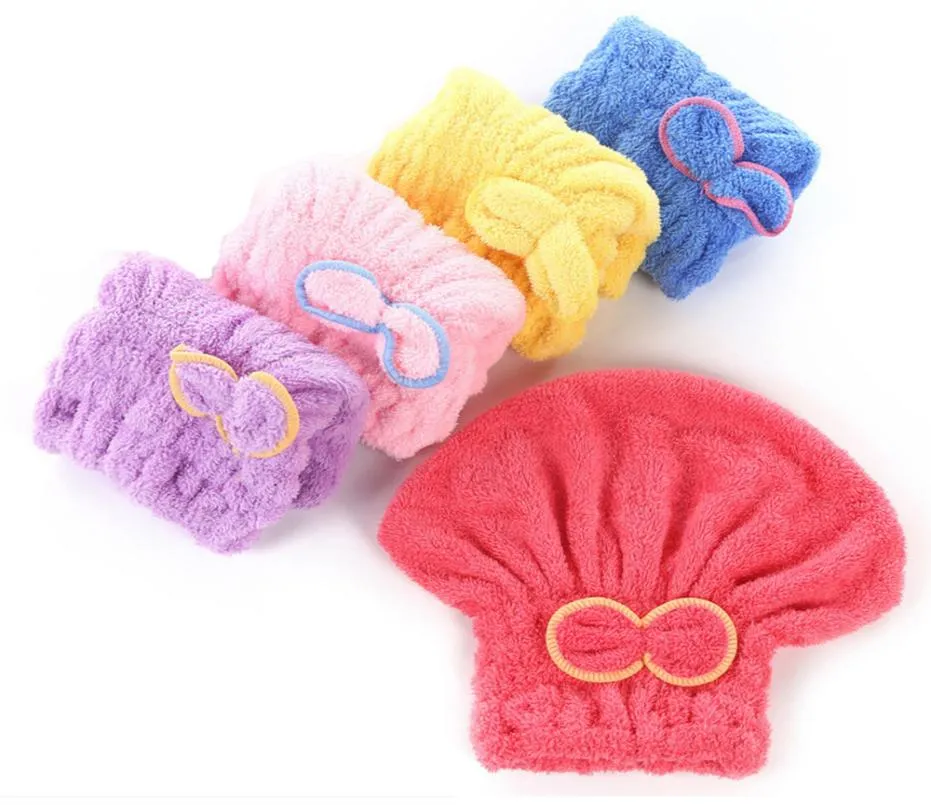 Bouchure de douche colorée serviettes en microfibre Chapeaux de salle de bain Solid Superfine Sécheur Sécheur Hapure de cheveux accessoires de bain 7958814