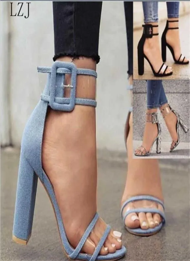 2021 sandálias de salto grossa sexy jeans aberta de pé claro bloqueio de banda drsandals nova chegada zapatos de mujer saltos para mulheres x05263710499