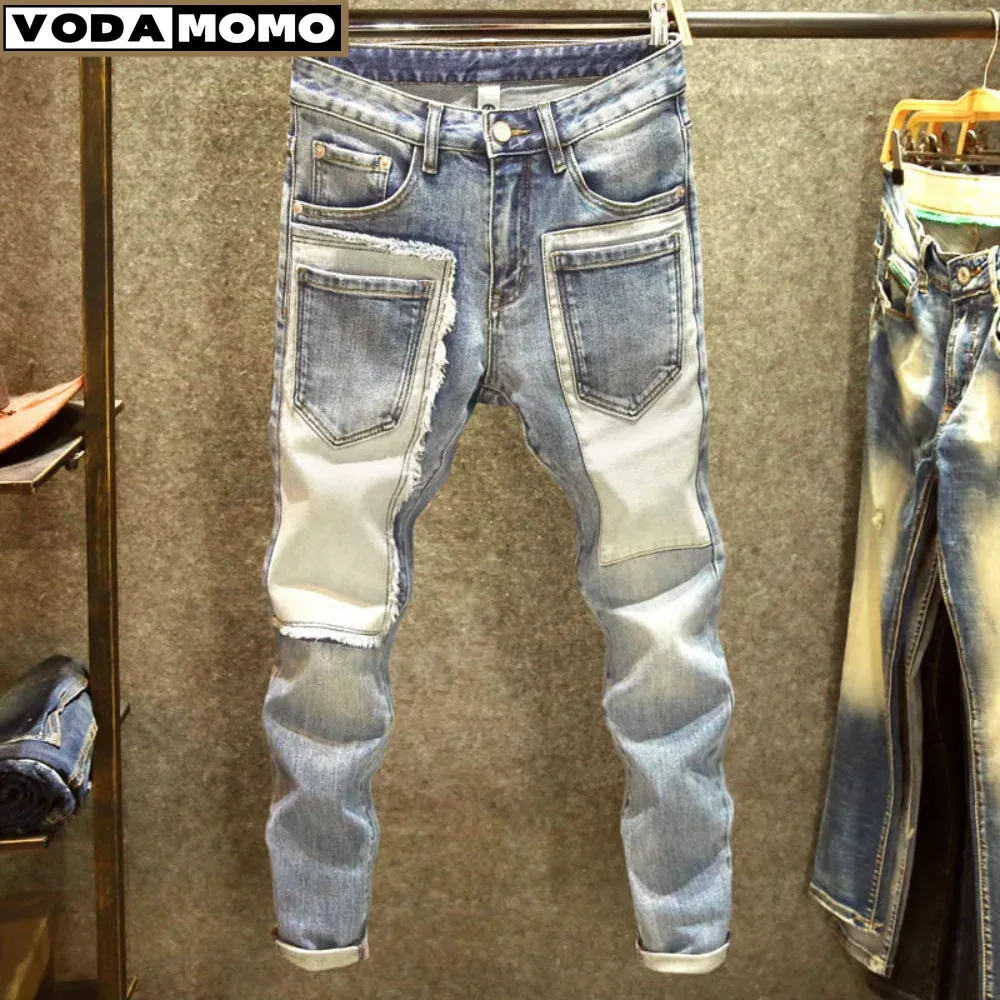 Männer Denim Jeans gerade abgenutzte Loch Europa und America Classic Old Hosen Pantalones Hombre Y2k Streetwear Cargo 240430