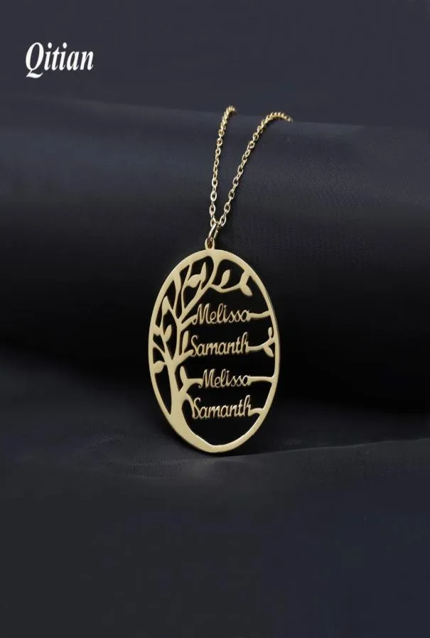 Dichiarazione Family Tree Charm Collana per donne Nome personalizzato Pendant Gold Colore in acciaio inossidabile Gioielli personalizzati uomini Christm9115981