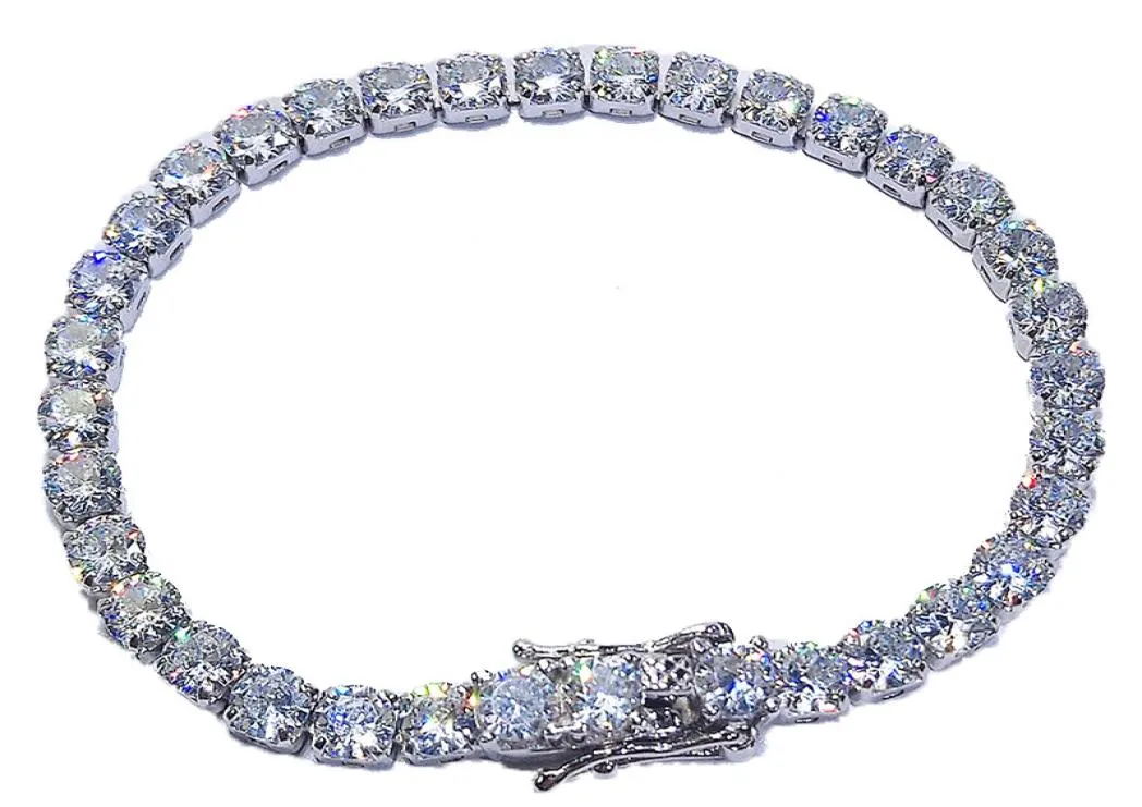Platinum plaqué 925 Sterling Sier créé Bracelet de tennis en diamant de pierre précieuse Moisanite pour femmes Bijoux fins de mariage entièrement