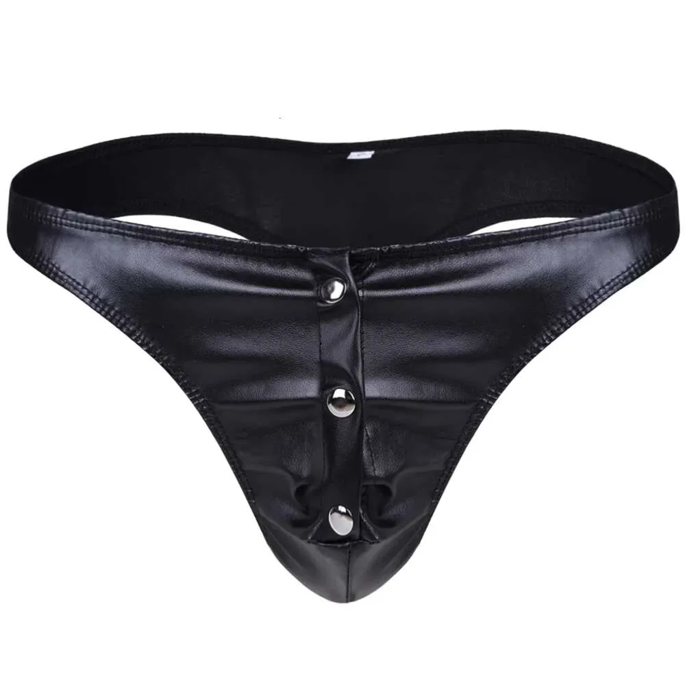 Mens Sexy Lingerie Open Crotch Short Pants For Sex Soft Latex Fetish Brief Crotchless Leather Underwear Bulge Pouch Sexi Catsuit Costumes
