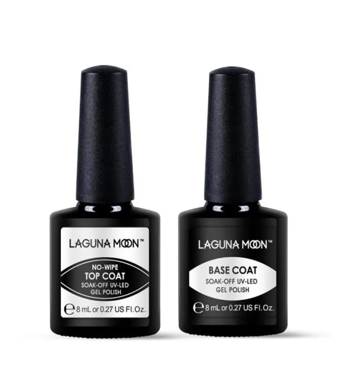 2PCS 8 ml Lagunamoon Nowipe Top Coat Zestaw płaszcza Zestaw Lakier Lakier do paznokci GŁÓWNEGO UV Zanurzenie się z żelowego lakieru LED Manic3881147