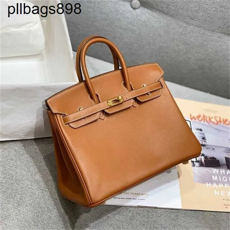 Women Handbag Brknns Swift in pelle Swift Handswen 7A Importata Swift Bagna Oro Brown BK30 Large Mani cucita dal filo di cera a mano