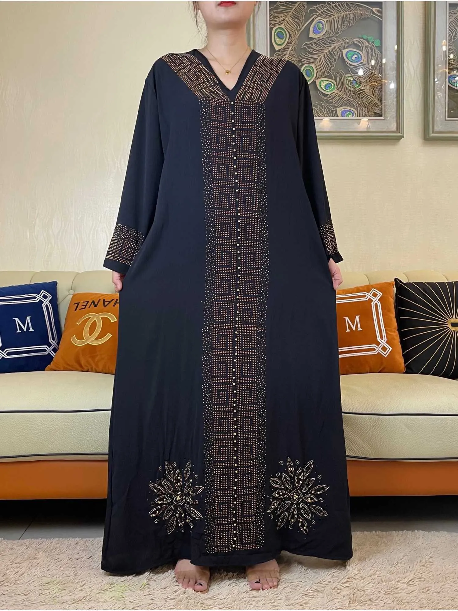 Etnische kleding Saoedi -Arabische moslimabaya Dubai vrouwen lange sleve jurk Frankrijk Italië Abaya mode kleding ramadan gebed islamitische nobele partij T240510