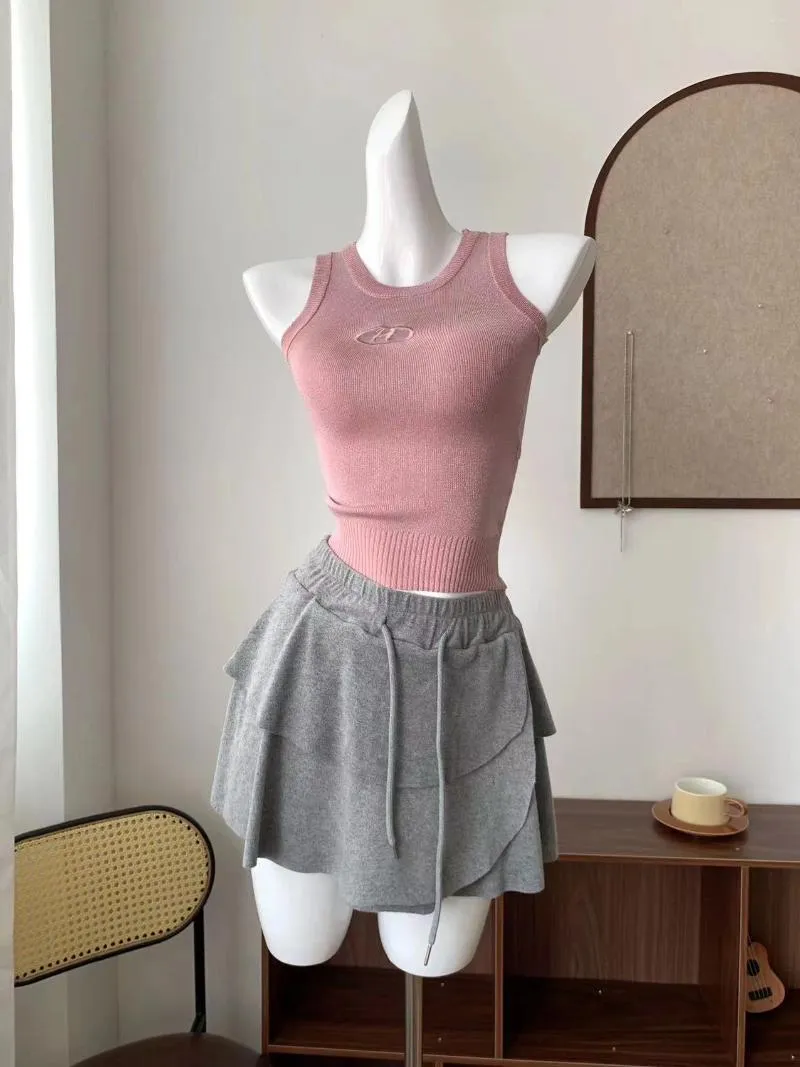 Kjolar 24 sommar japanska och koreansk stil kvinnors korta kjol fashionabla balett mini halv solid färg flickor '