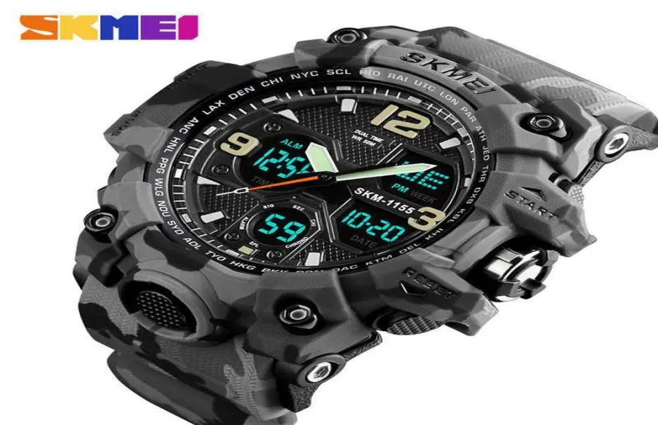 Marka skmei luksusowe sporty wojskowe zegarki men kwarcowy analog LED Cyfrowy zegar cyfrowy man wodoodporne podwójne wyświetlacze Relogio x01165842