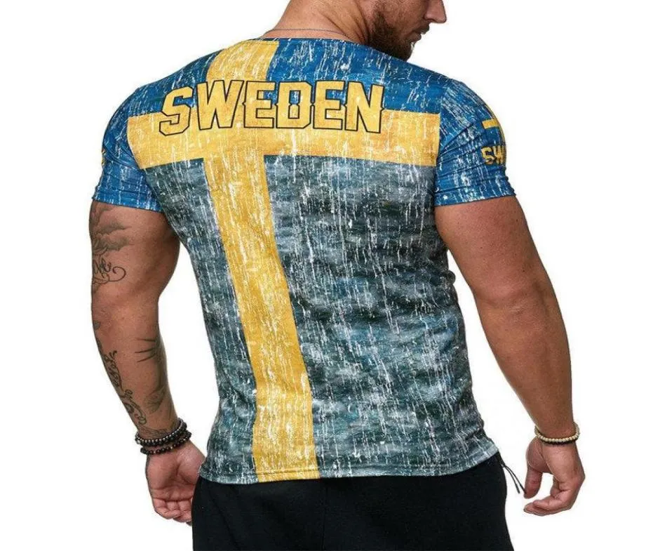 Zomer t shirts Spaanse vlag jerseys mannen shirt Zweedse letter 3D printing Men039S t -shirt ademende streetwear casual kleding8345365
