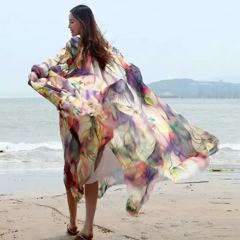 beach dress muslimah Blue Summer Beach Dress with Jellyfish Print main image 1