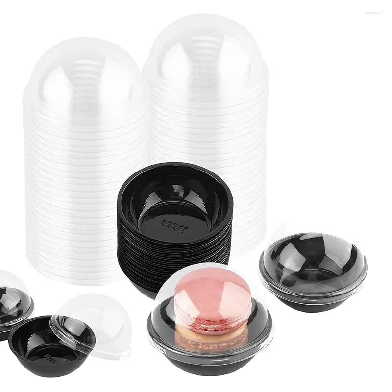 Geschenkverpackung 50 Pack Clear Plastic Mini Cupcake Container Individuelle Verpackungsschachteln mit Dome Deckel für Muffin Macaron