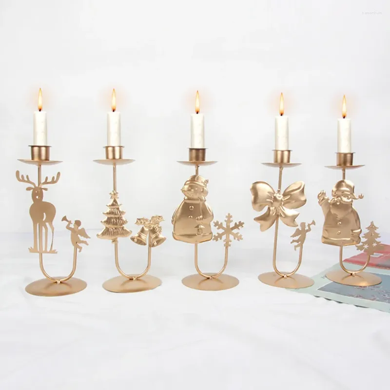 Candle Holders Christmas Holder Stand Classic Xmas Elements Design Kitchen Dining Table Decoration Ornaments