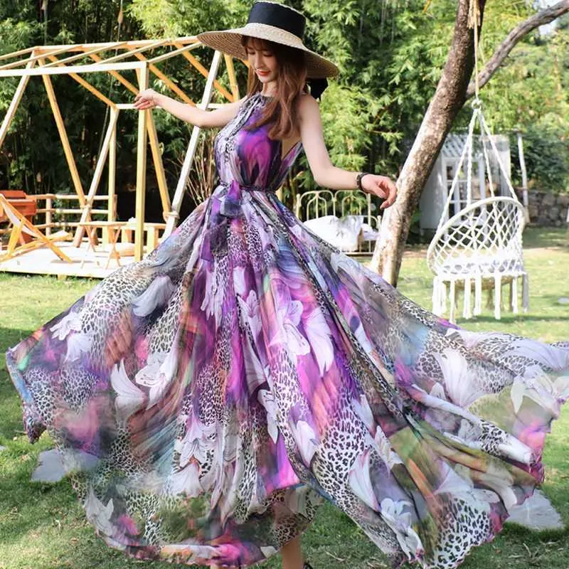 新作モデル DHgate.com:Sexy Floral Summer Maxi Dress: Sleeveless Clothing