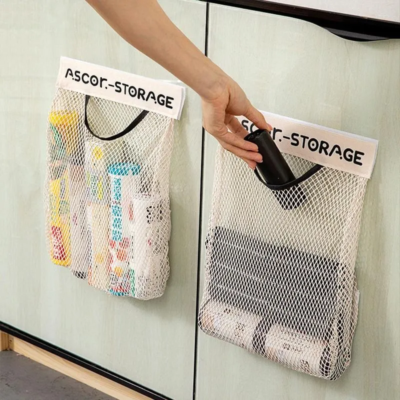Opbergdozen wandmontage gaas tas vuilnishouder plastic boodschappentassen dispenser sundries supermarkt organisator