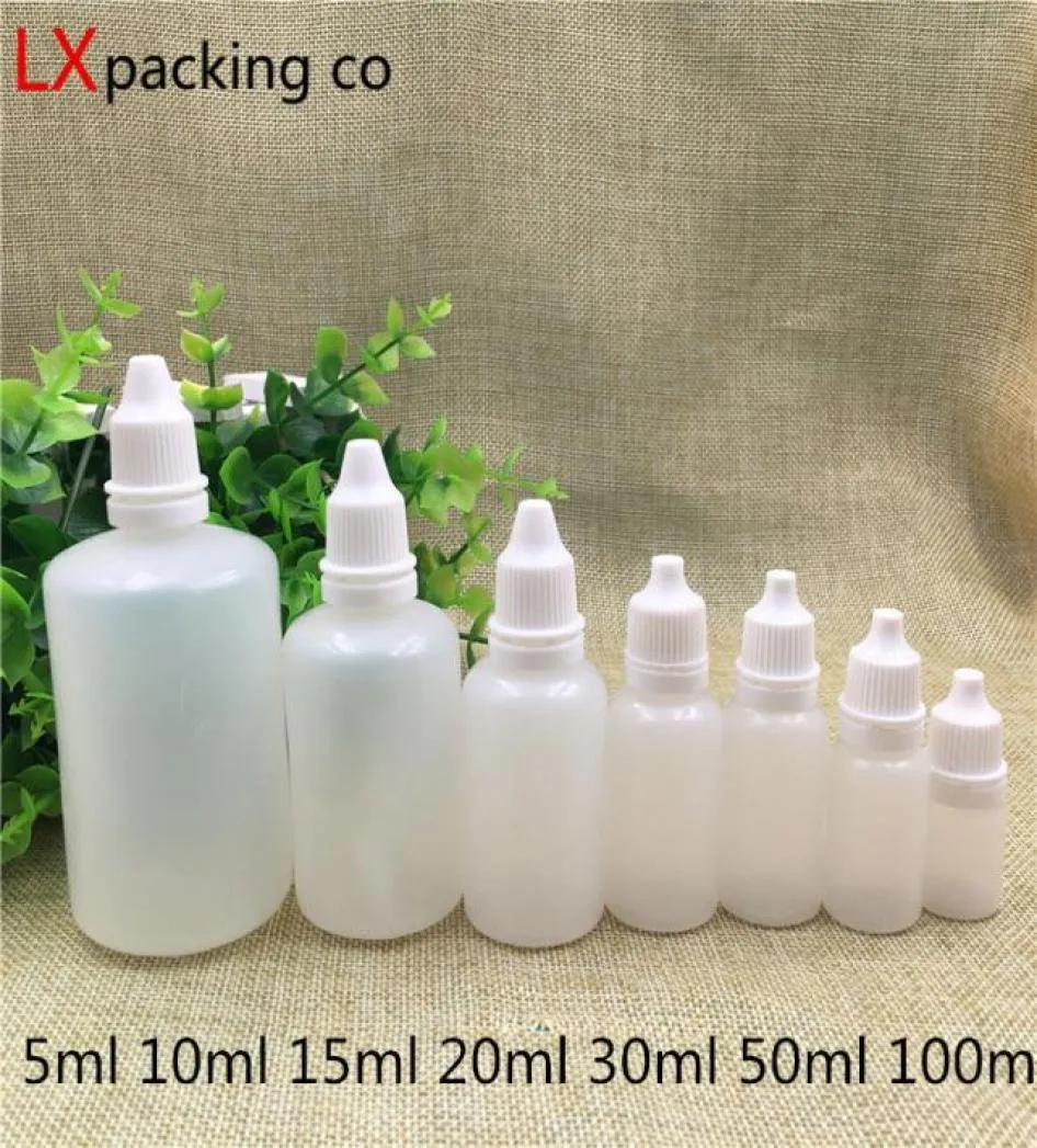 100 pezzi 5 10 15 20 30 50 100 ml di imballaggi in plastica trasparente glassata bottiglie di contagocce d'acqua vuota T2008194670292