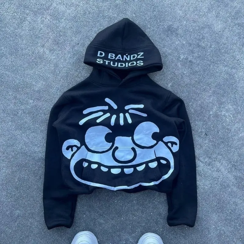 Çizgi Film Karakter Avatar Mektup Kadınlar İçin Baskı Hoodies Estetik Harajuku Hip-Hop Punk Günlük Çok yönlü gevşek tişörtü Erkekler 240511