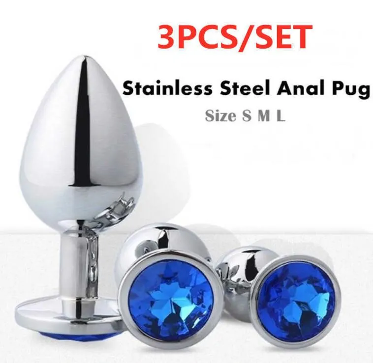 3 taille en acier inoxydable Plug anal bouchon de bout en métal grand set stimulateur stimulateur adultes jeux sex toys for women man anal toys s08242877965