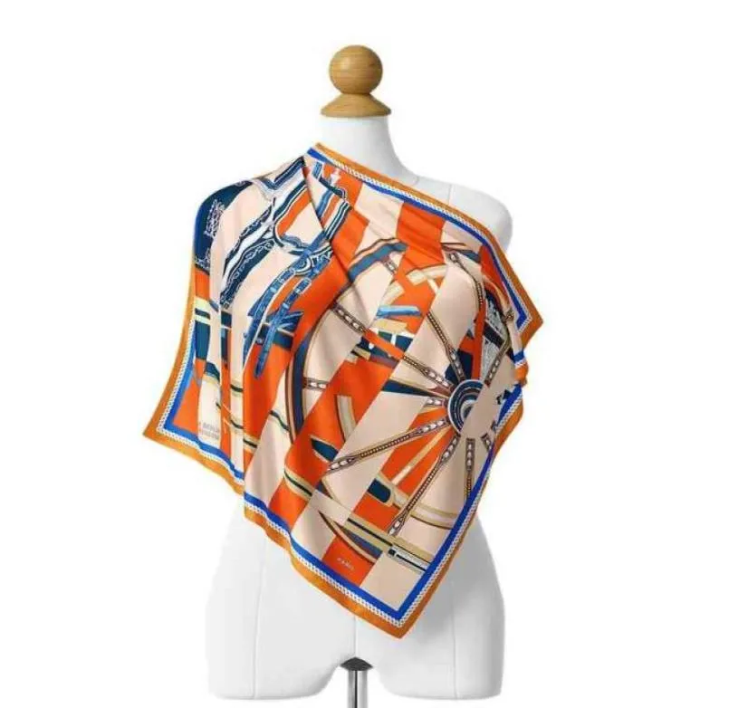 SELK FEED SCARF Wheel Design Square Bandau bande 53 cm Femmes Small Neck Bandana Femme Swarves Écharpe Foulard Girl Gift J22071371821525411