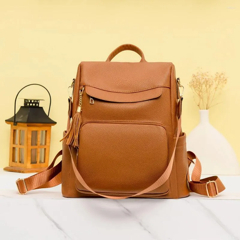 DHgate Sleek PU Leather Backpack Spacious Lightweight School and Travel Companion Bags Luggage Accessories