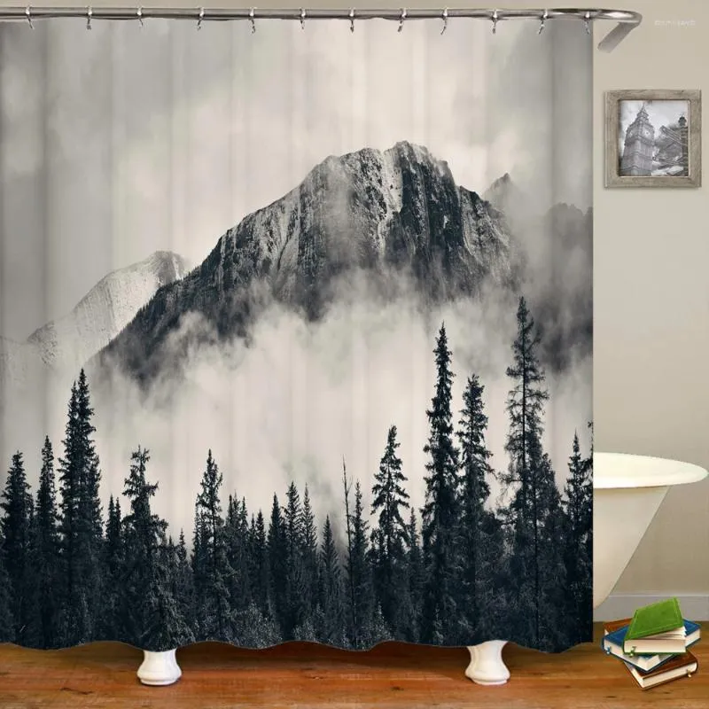 Cortinas de ducha 3D Foresta impermeable Bosque impreso Paisaje Natural Baño con ganchos grandes 240x180 Decoración