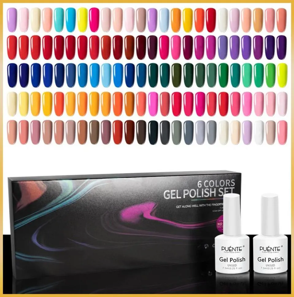 Nail Gel Polish Set 6pcs Color Fabrice Off LED UV SEMI PERMANENT VORNIS TOUT POUR LA MANICURE ART KIT7706679