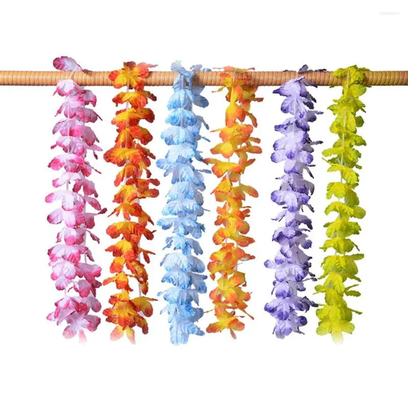 Decorative Flowers 50pcs Hawaiian Beach Leis Necklace Artificial Summer Flower Wreath Wedding Birthday Decoration