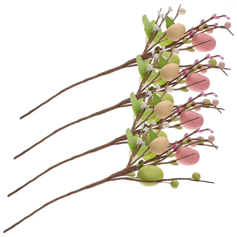 装飾的な花イースターエッグツリーオーナメントピックステムツイグブランチ花瓶アレンジメント