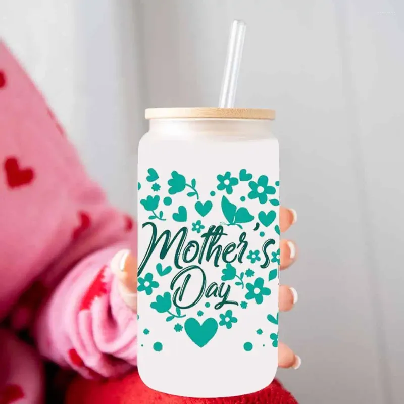 Autocollants de fenêtre 16 oz UV DTF Cup Wraps Transfer Sticker for Glass DIY IMPHERPOROH LOGO Can Gift Mother's Day C8Y0
