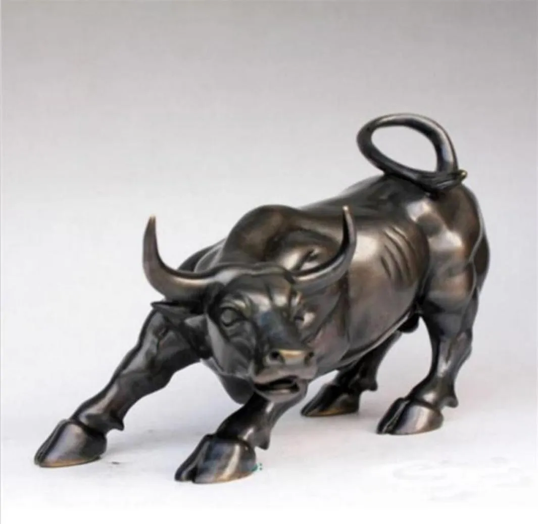 Wall Street bronze statue of a ferocious bull black cattle 5inch8inch274y55721775117742
