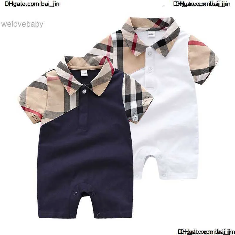 Kids Clothing Sets Designer Kleidung Mädchen Jungen Kurzarm Plaid Strampler 100% Baumwollkinderkleidung Kleidung Baby Kleinkind Jungen Jungen B02