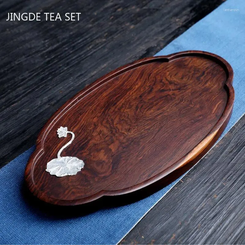 Tacki herbaty Naturalne stałe taca na drewno prostokątne do przechowywania wody Chińskie narzędzia do ceremonii dekoracja stolika salonu