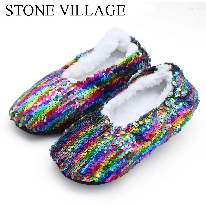 Zapatillas Stone Village Free Size Bling Mix Colors Slipper Slipper Zapatos Interiores de Bottom Soft Bottom