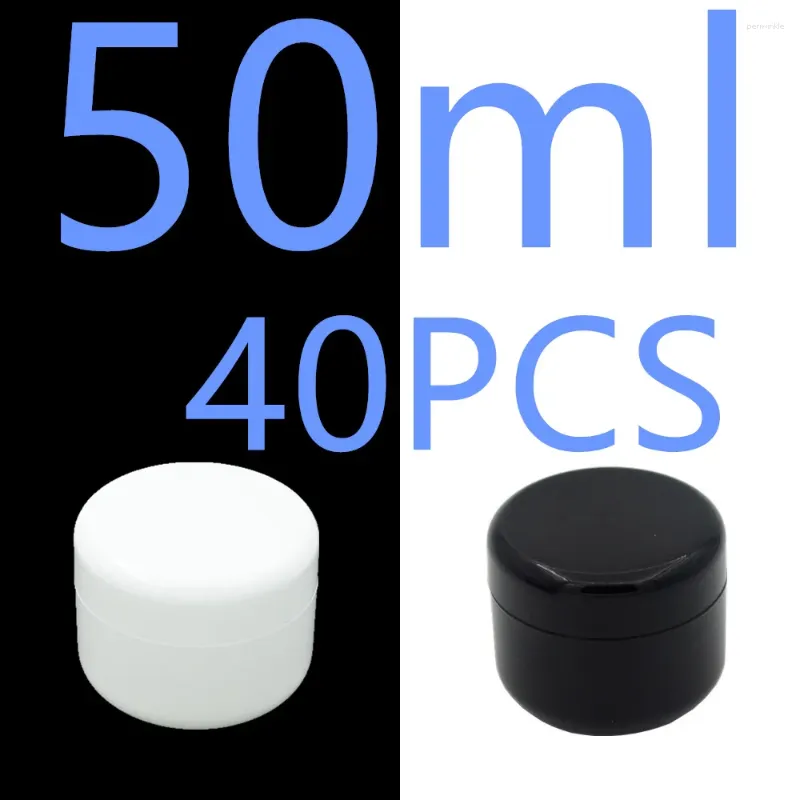 Garrafas de armazenamento 40pcs 50ml White Black Plastic Cream Cream Jar