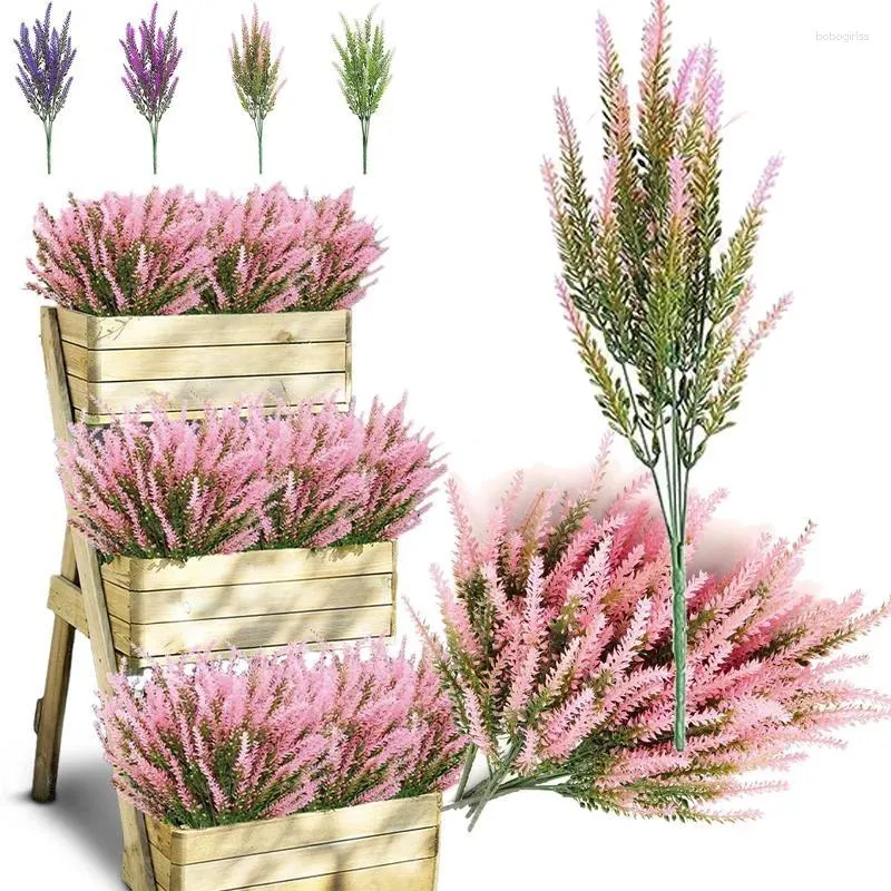 Flores decorativas 1 paquete de lavanda artificial al aire libre falso para decoración resistente a los rayos ultravantidos sin desvanecimiento plantas plásticas porche de jardín porche