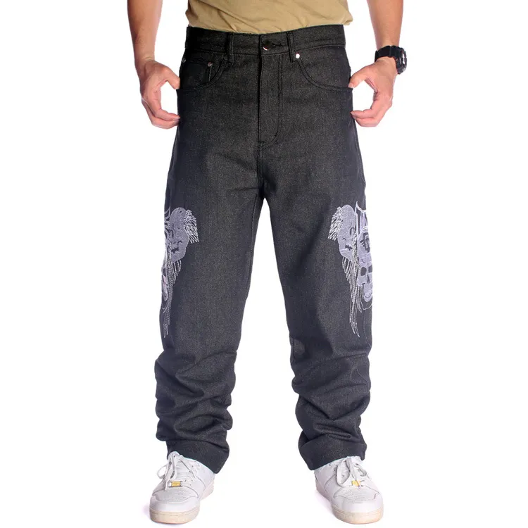 Männer Denim Streetwear gestapelt Jean Männer Schwarze Jeans Vintage Jeans Mode hochwertige Punkrock Hip Hop Classic Classic Plus Size 30-46