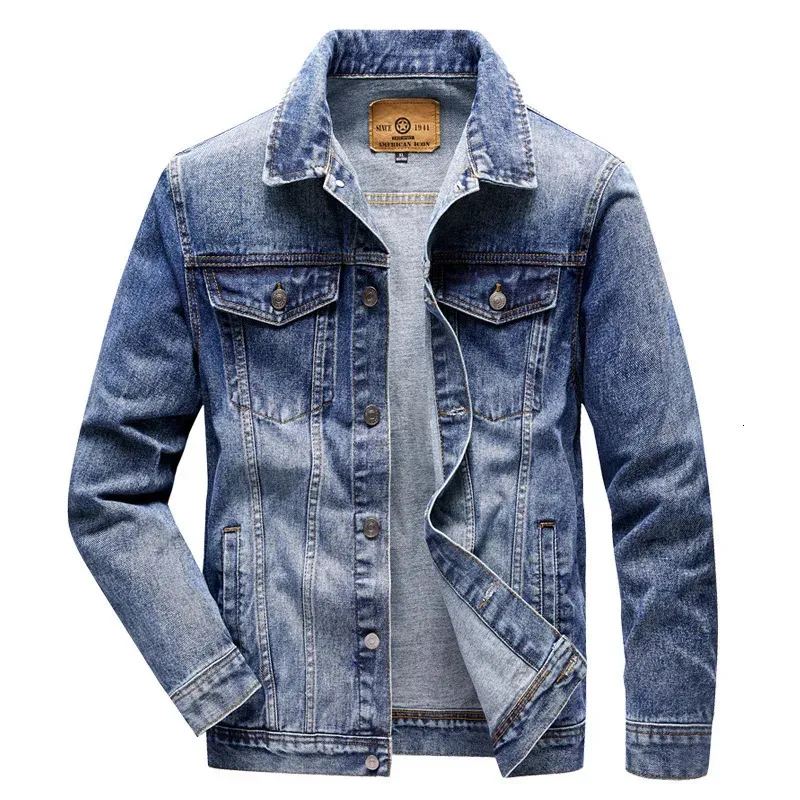 Herren -Denimjacke Frühling Herbst Multipockets lässig für Männer Baumwolle junge Modetrend Frachtkleidung 240428