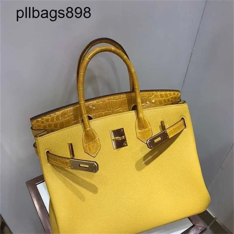 Mulheres Bolsa BRKNS Bolsa Genuíno Couro 7A Handswen Crocodilo Skin Combinado com Chave de Pea