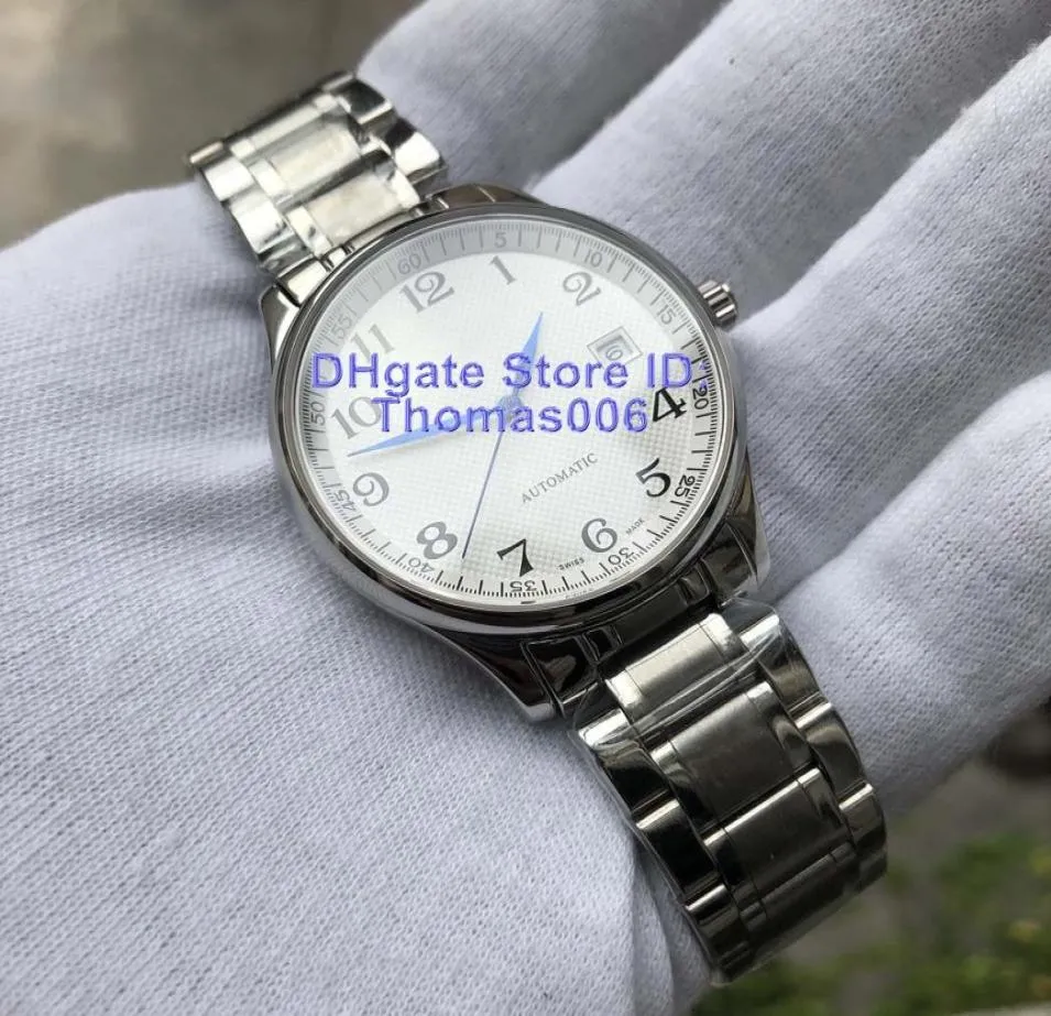 Regarder des montres automatiques mécaniques pour les hommes Regardez en acier inoxydable Flame Pointer Pointer blanc Dial