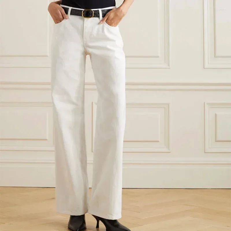 Pantalon féminin printemps et été minimaliste à taille haute les femmes de jean lâche à sensations lâches
