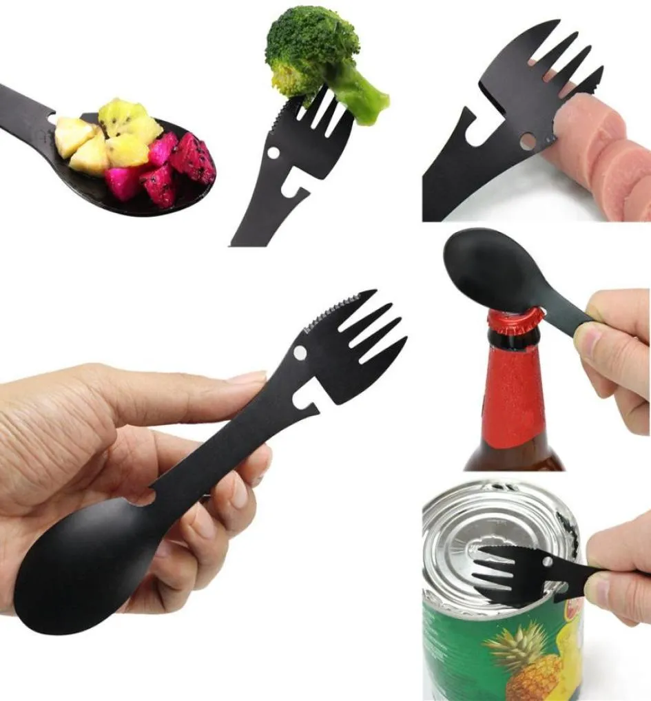 MultiTool Fork Tactical Spoon Camping Equipment Swork Shink Spoon Fork Bottle Opener Portable Tool Outdoor Survival7962394