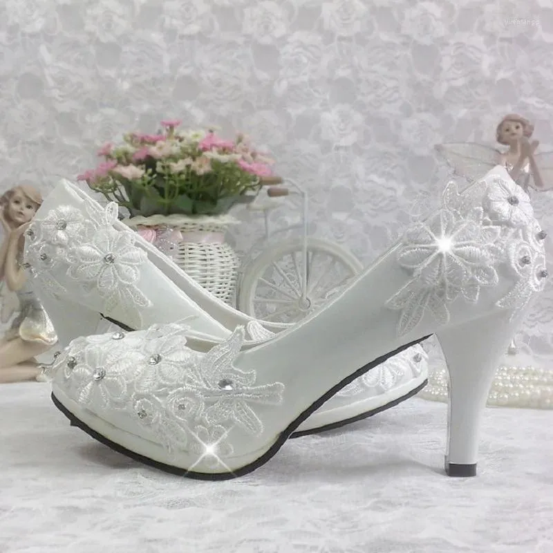 Kleiderschuhe Frühlingsblumen Spitze feines Hochhaufen Braut Hochzeit wasserdichte Plattform Strass großgröße Bankett Frauen