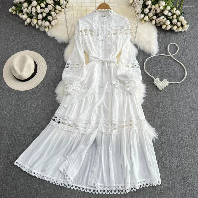 Vintage Lace Cotton White Dress for Women with Lantern Sleeves, Hollow Out  Embroidery, Single Breasted Closure, Ankle-Length A-Line Silhouette from  Dhgate Basic & Casual Dresses - price 52.34