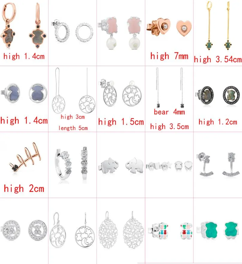 2021 Nouveau style 100 925 STERLING Silver Bear Fashion Fashion Ladies Trendy Youth Orees Oreads Perced Jewelry Factory Direct S2125724