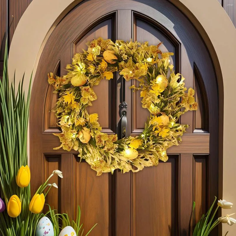 Fleurs décoratives de la fleur d'oeuf de Pâques Couronne de porte d'entrée de porte d'entrée suspendue Garland pour la maison de fête de la ferme décor du festival