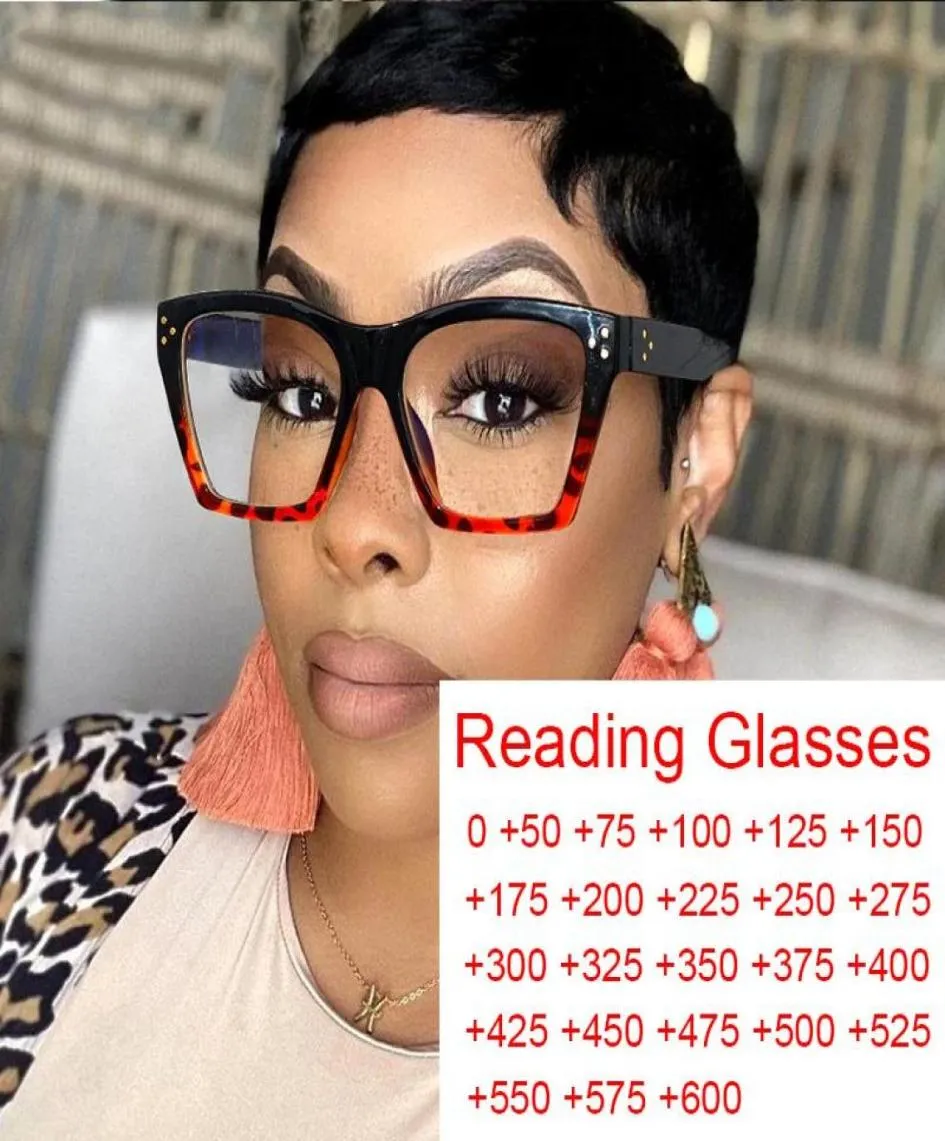Sonnenbrille Mode Square Designer Lesebrille Frauen Antiblau -Licht verschreibungspflichtige Brille übergroße Hyperopie Diopter 1 6196256